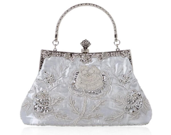 Silver-white retro handmade beaded bag celebrity evening bag chic bag